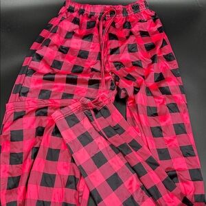 Pink and Black Checkered Satin Pajama Pants NWOT
